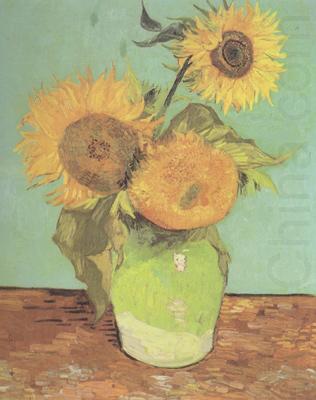 Vincent Van Gogh Three Sunflowers in a Vase (nn04) china oil painting image
